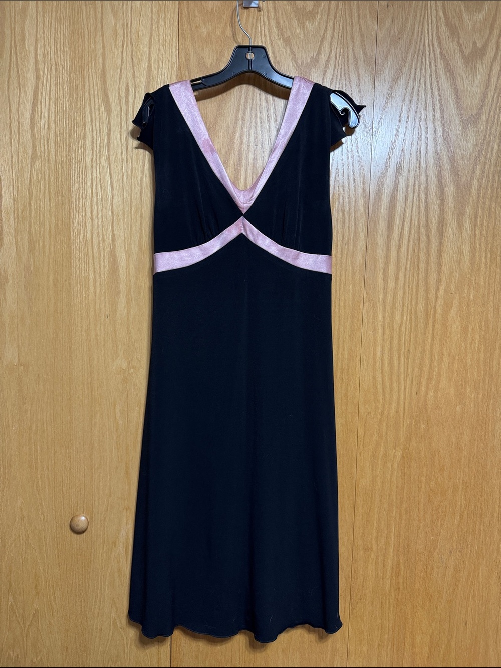 Tomorrow’s MOTHER Black Maternity Dress with Pink Satin Trim